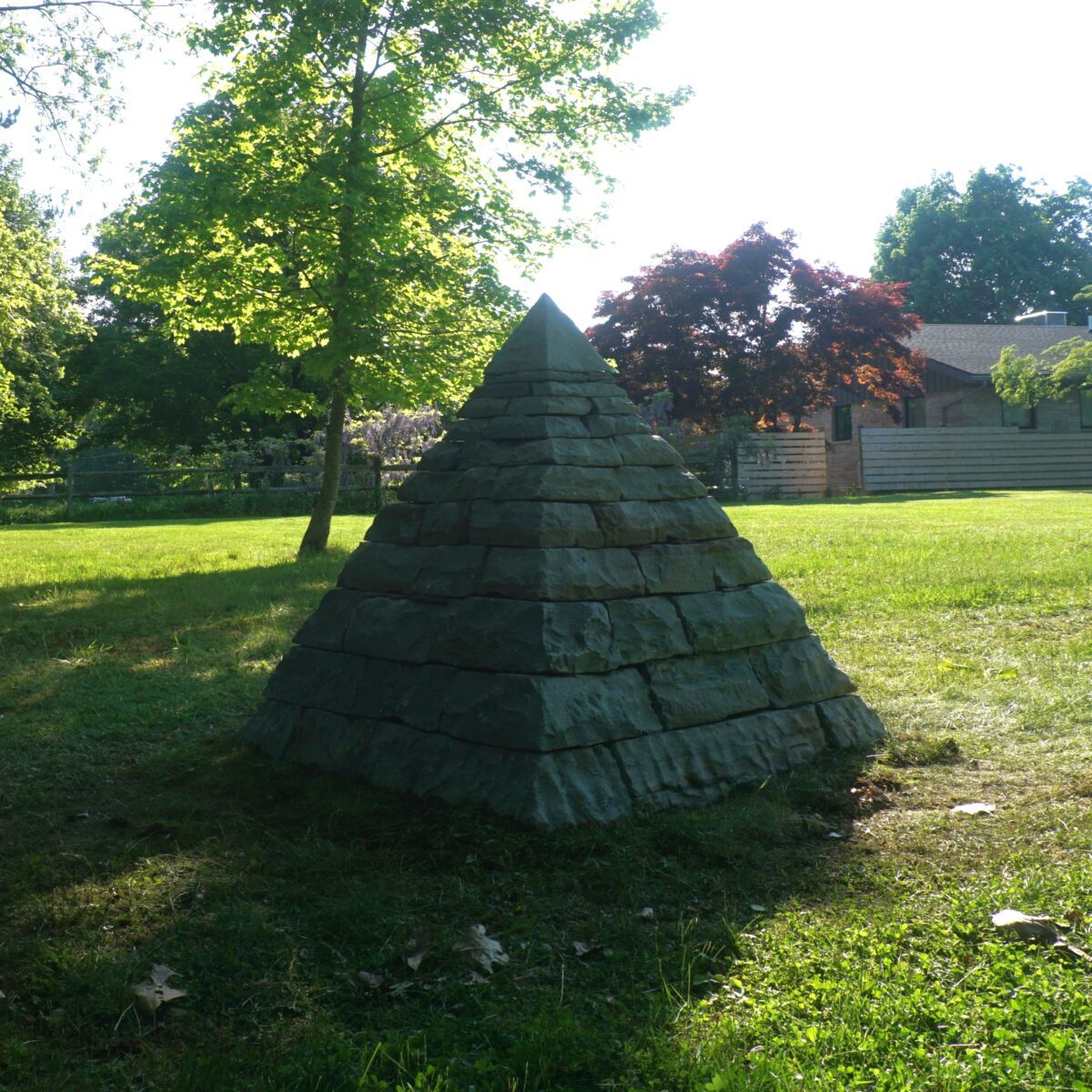 dry stone pyramid garden sculpture