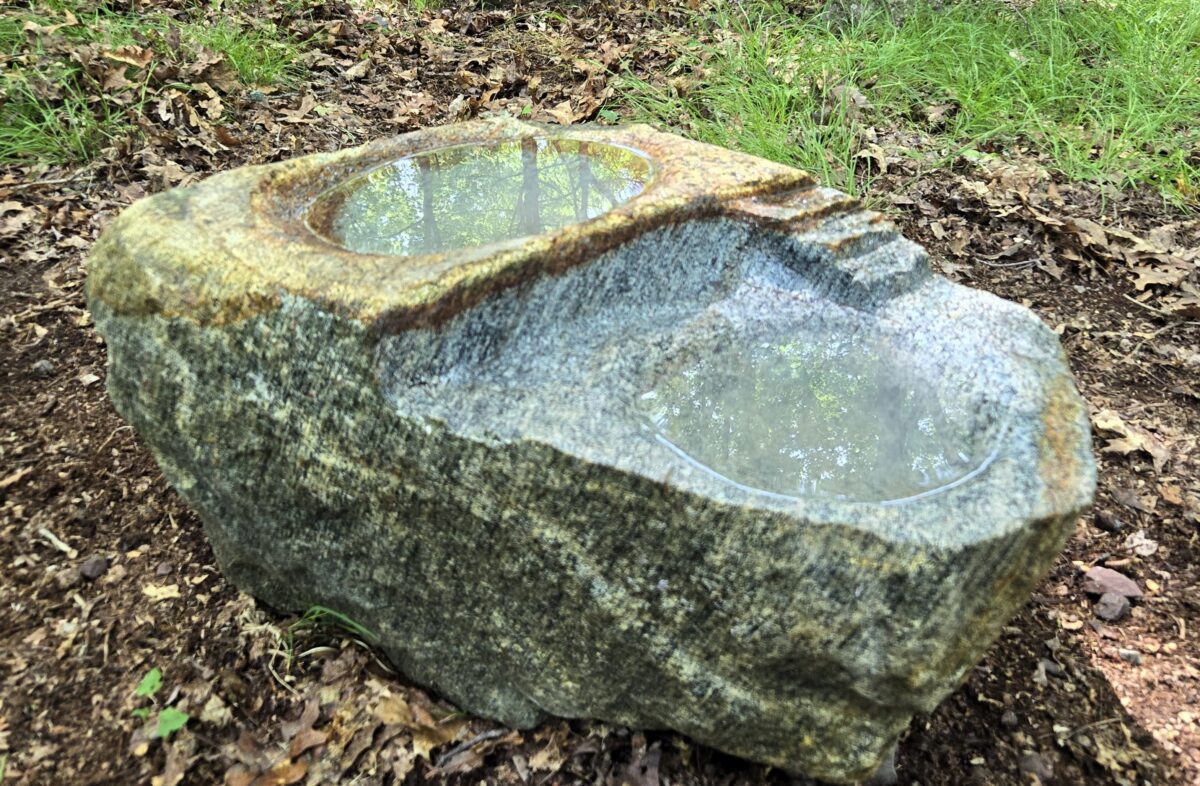 boulder bird bath